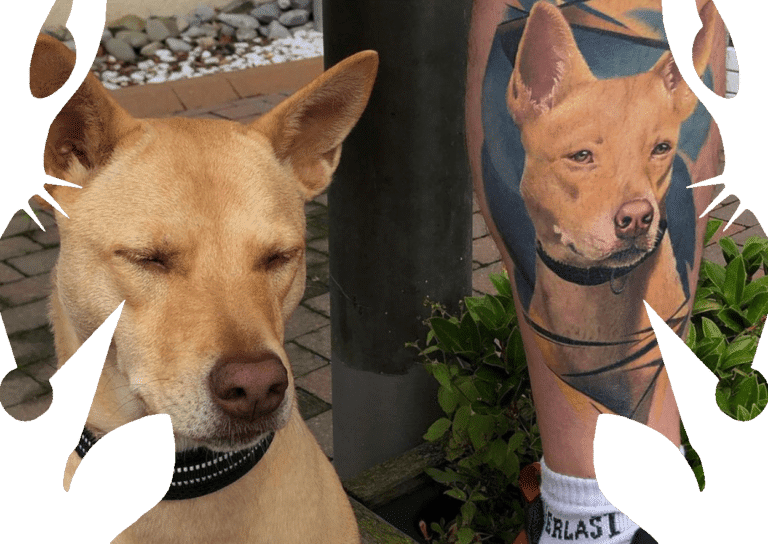 healed dog portrait tattoo