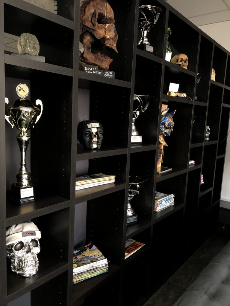 Joe and Enci winning awards artists, this is our tattoo studio decoration from this awards.